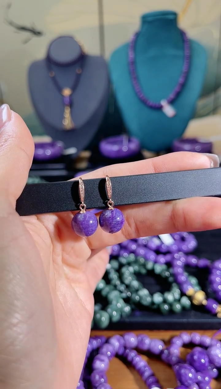 【闪购商品】查罗石（紫龙晶）耳饰未镶嵌耳钩