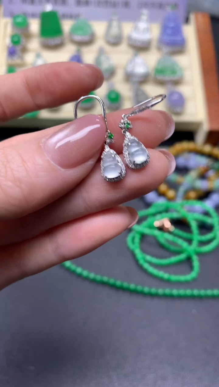 翡翠18K金镶嵌耳饰耳饰“”2200+220