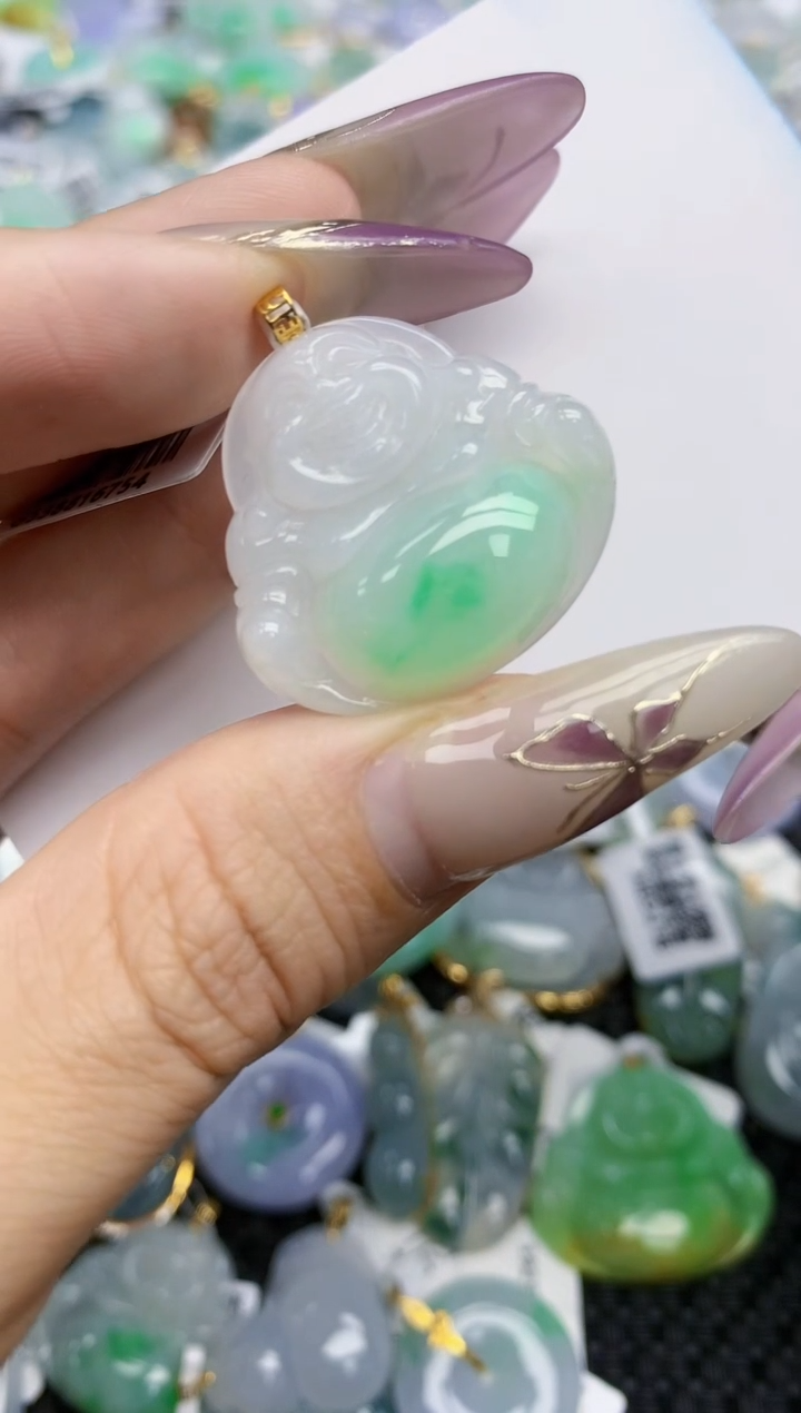 翡翠挂件18K金镶嵌424   天然翡翠A货