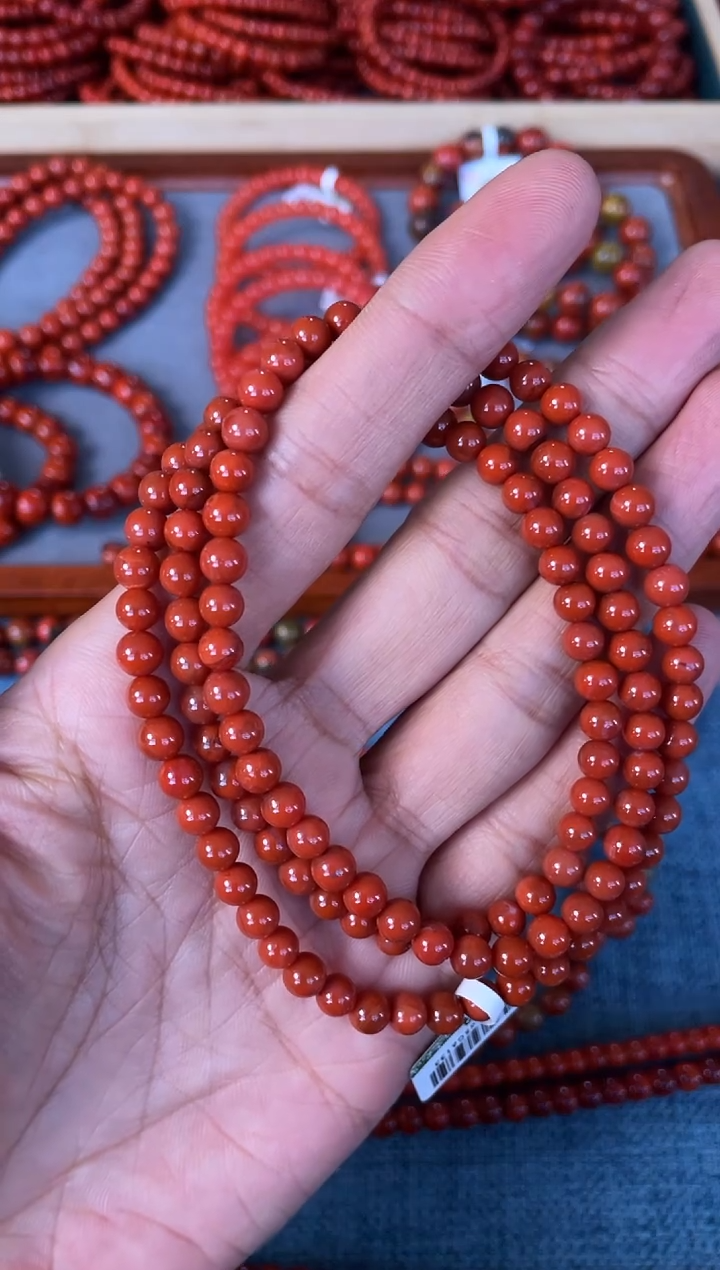 未镶嵌手串南红玛瑙N01凉山瓦西料满色满肉柿子红多圈
