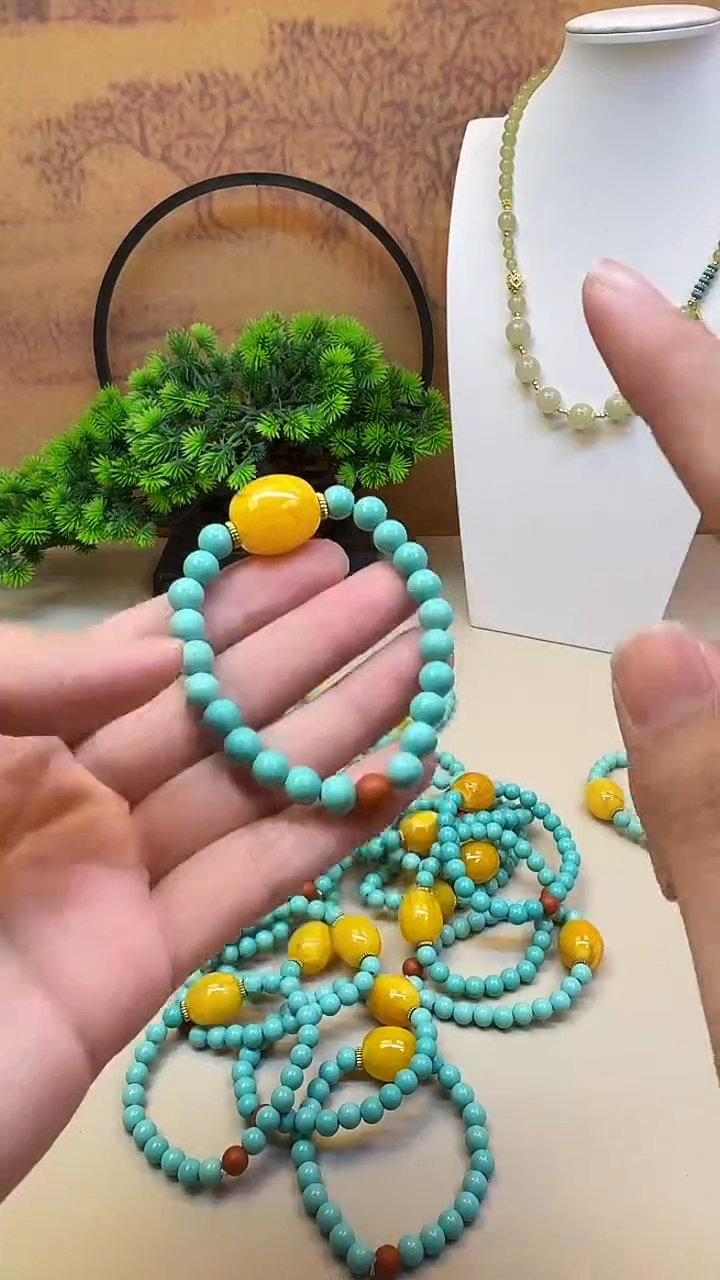 蜜蜡颈饰14K金镶嵌A169