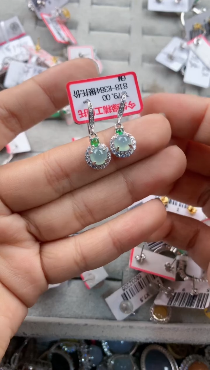 银S925镶嵌戒指翡翠666---2