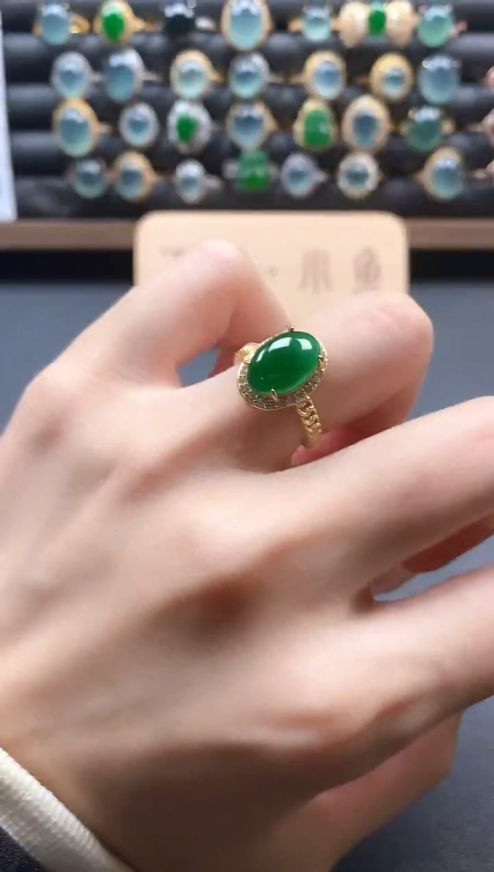 银S925镶嵌戒指翡翠51511