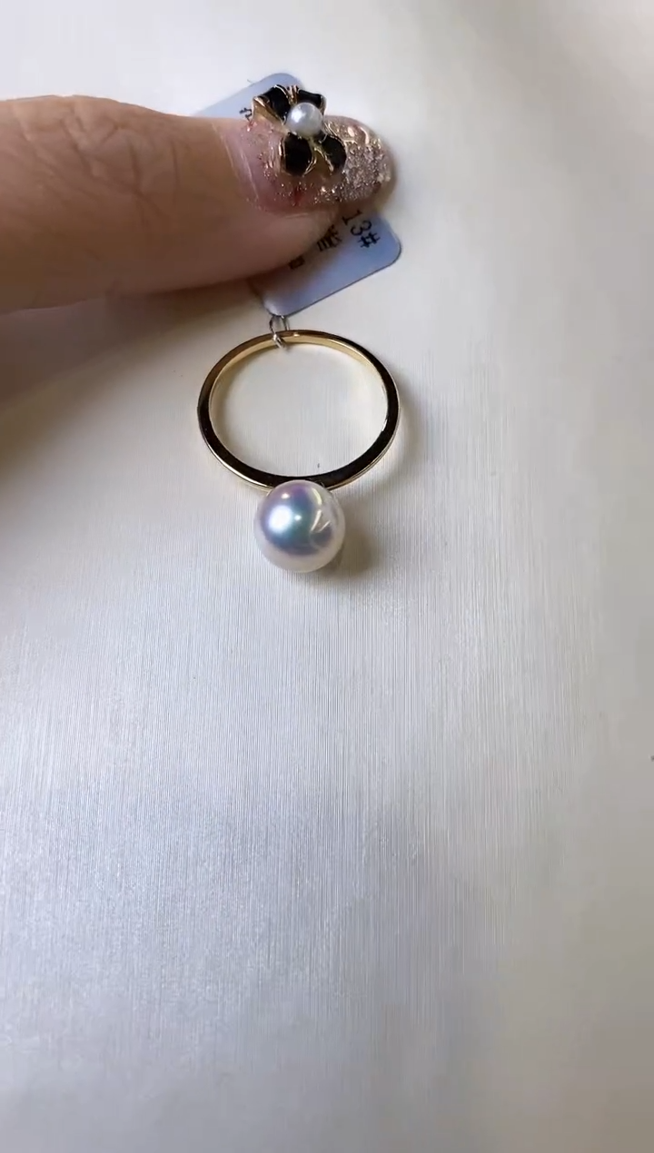 【闪购商品】海水珍珠戒指18K金镶嵌8-8.5海水珍珠戒指