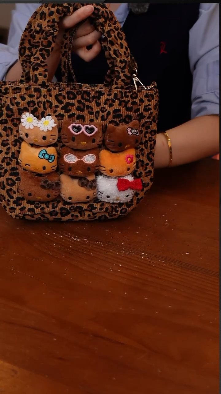 陶9-豹纹棕色手提水桶包-CF6147