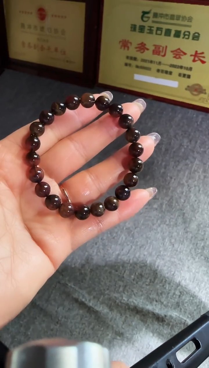 手串琥珀未镶嵌#40缅甸琥珀星际蓝翁珀手串8mm