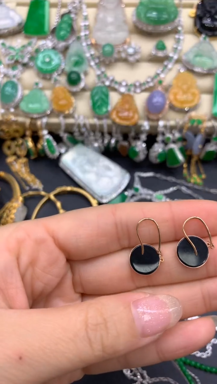 【闪购商品】翡翠耳饰18K金镶嵌245-中国好珍宝