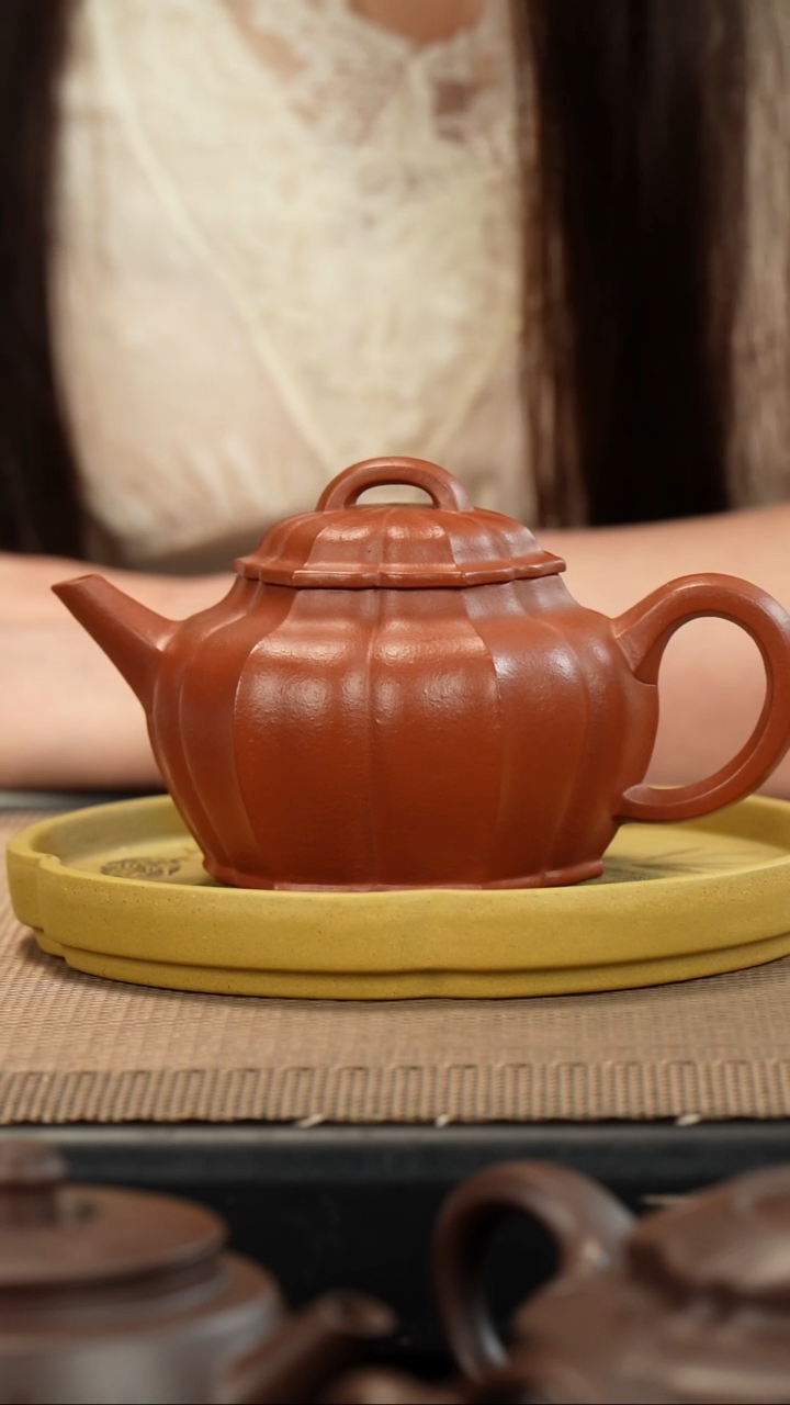 茶壶紫砂生砂朱泥 筋纹培风150
