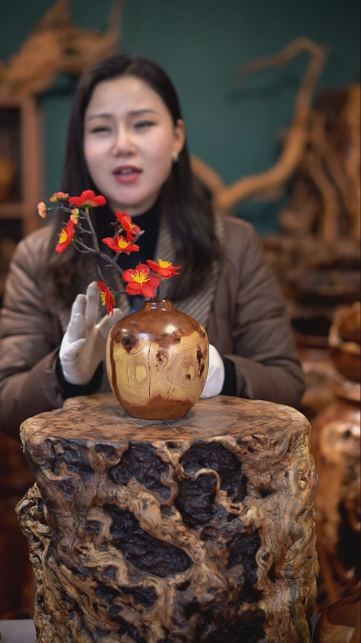 【闪购商品】枣木雷击枣木石榴瓶