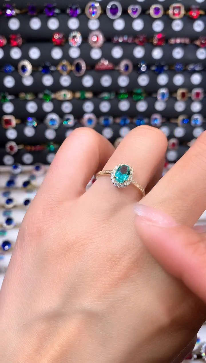 【闪购商品】碧玺戒指银S925镶嵌57金