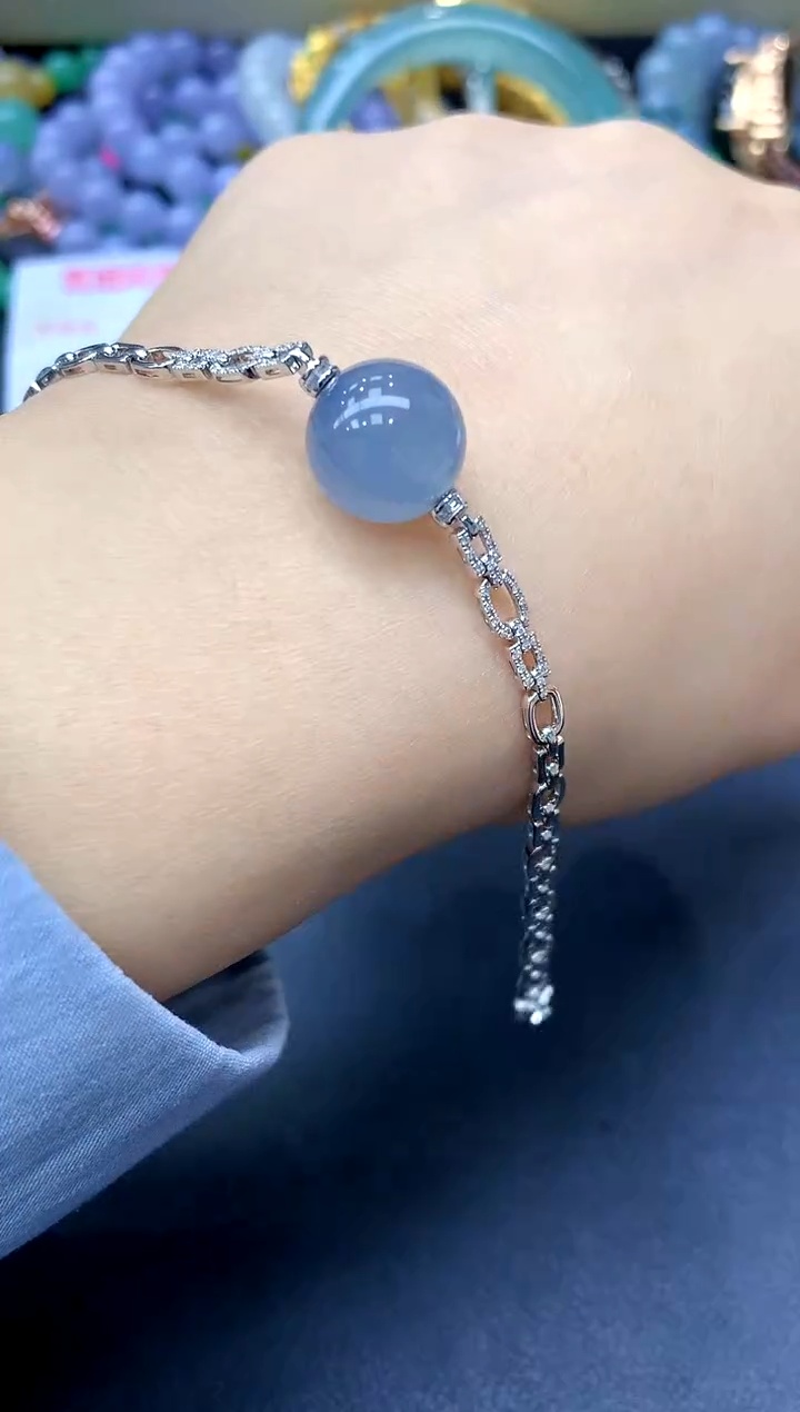 18K金镶嵌手链翡翠346-中国好珍宝