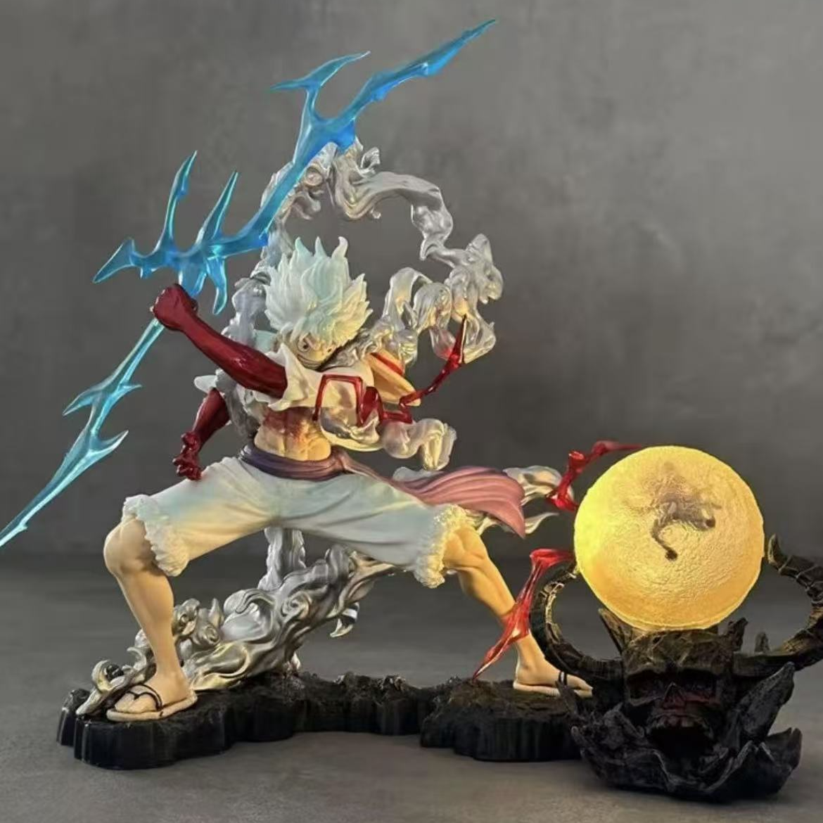 海贼王Wink 紧握雷电 尼卡路飞 带鬼岛灯手办玩具摆设