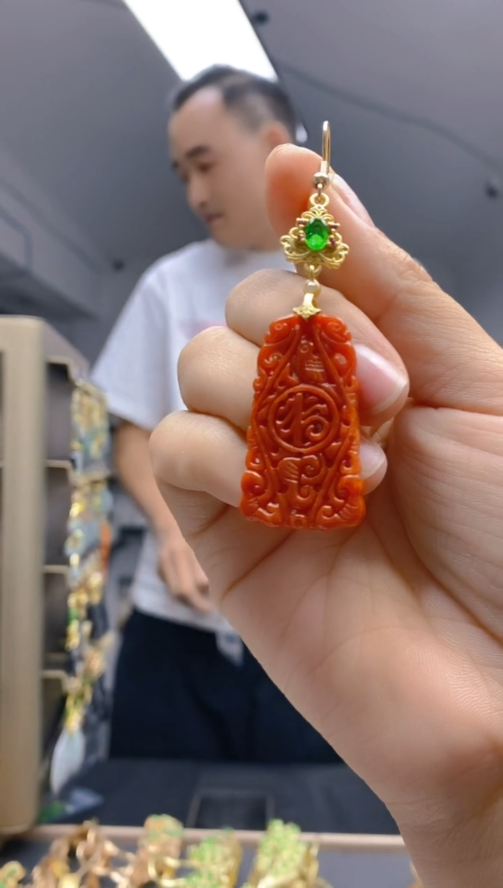 【闪购商品】翡翠耳饰合金0582翡翠耳钩一个