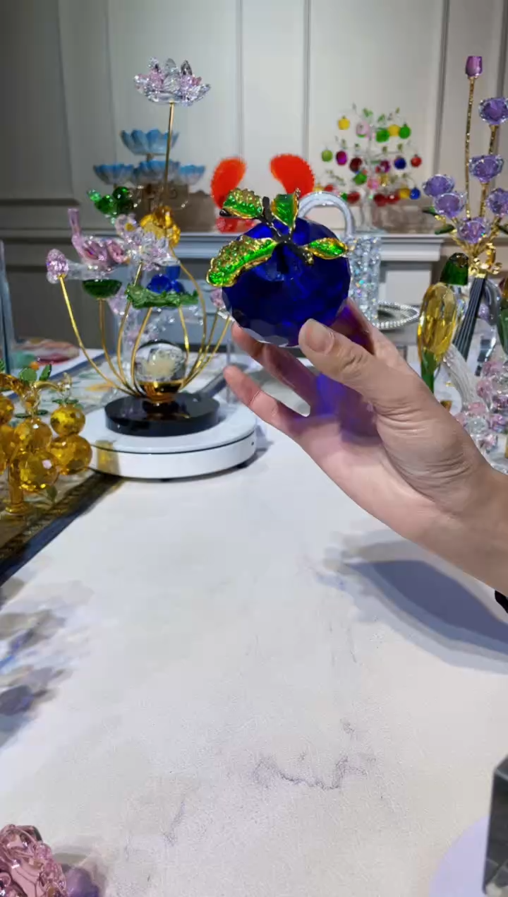 手工艺品琉璃宝蓝色苹果