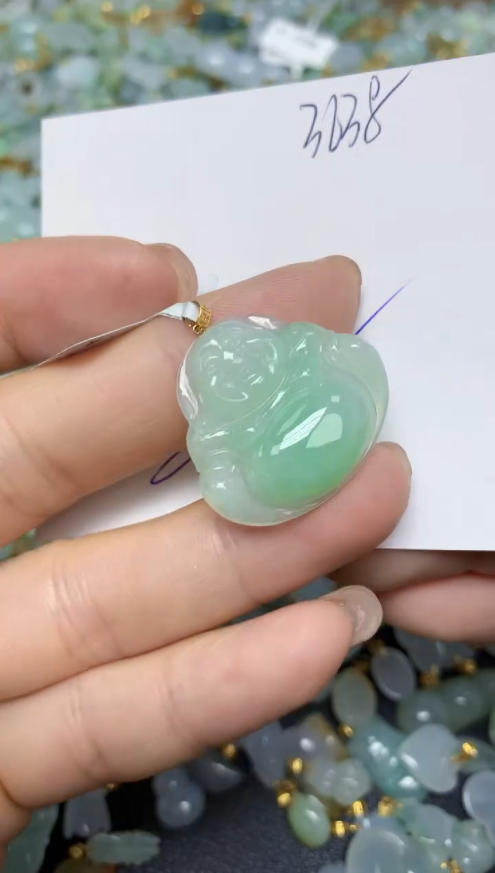 【闪购商品】翡翠挂件18K金镶嵌 天然翡翠A货