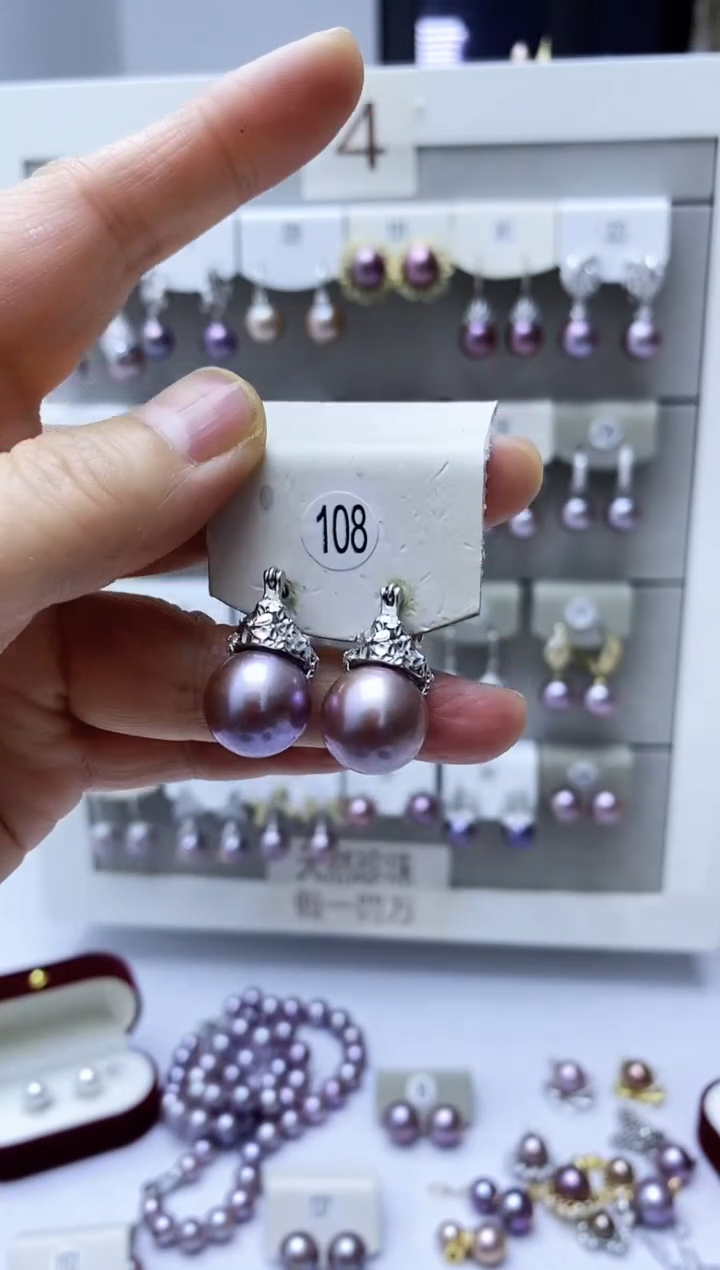 【闪购商品】淡水珍珠耳饰银S925镶嵌108
