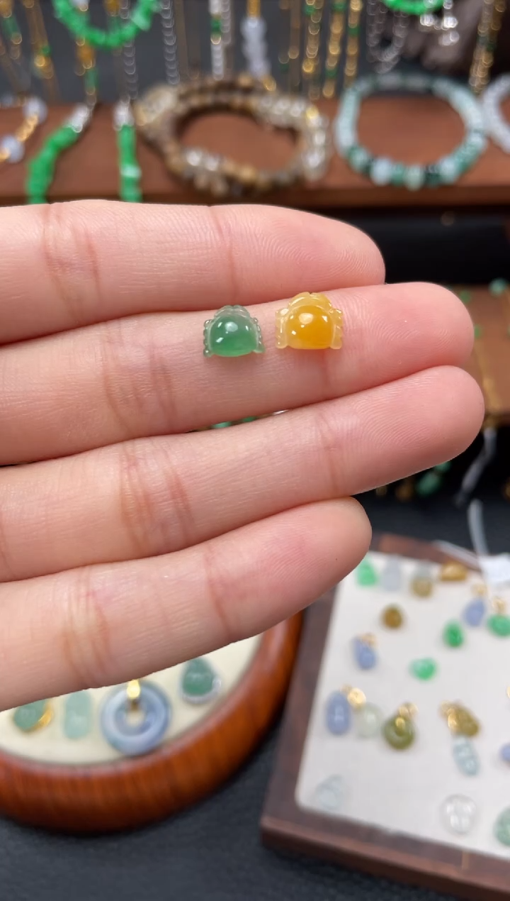 【闪购商品】翡翠吊坠(不含链)18K金镶嵌2个  JK313