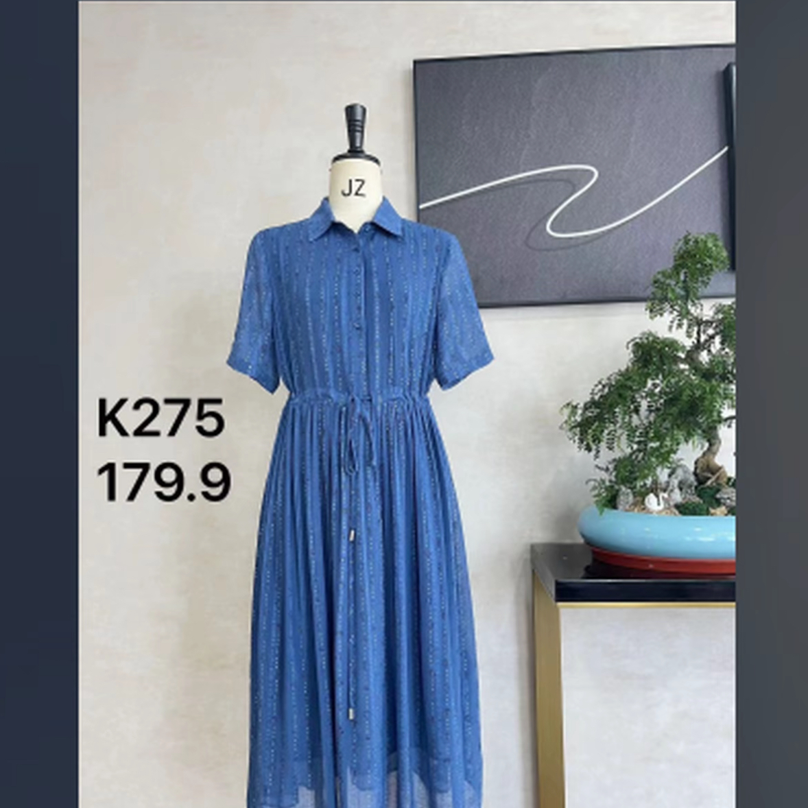 1214霜月吟裙高端领透气夏季妈妈装连衣裙