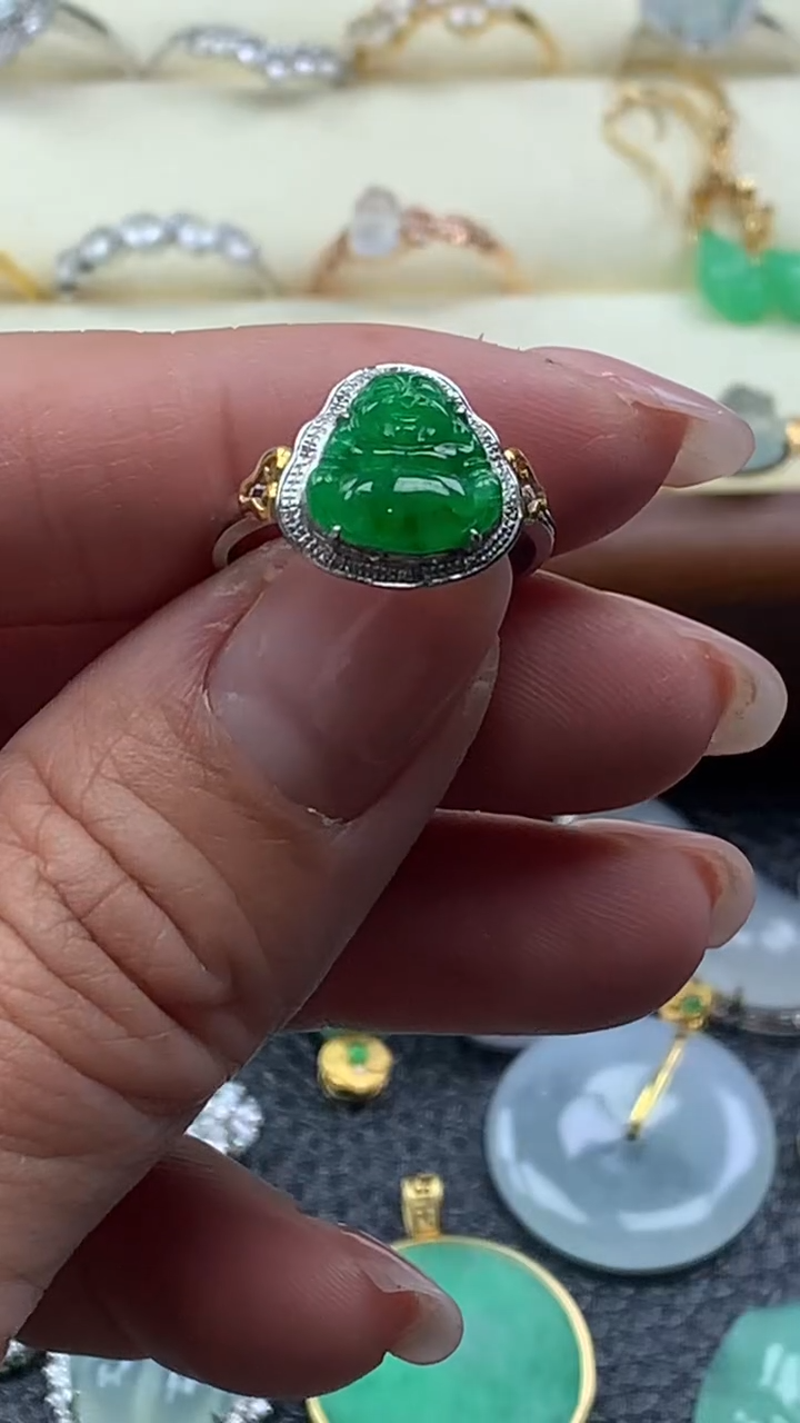 【闪购商品】翡翠戒指18K金镶嵌070回流货品/不退换