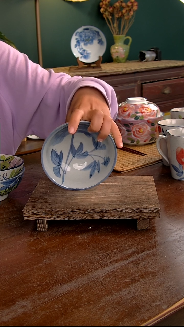 瓷片5.5英寸鸡心碗-青花牡丹