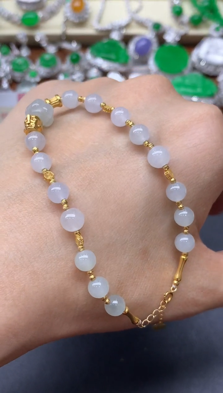 18K金镶嵌手链翡翠208-中国好珍宝