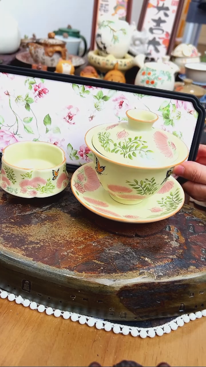   【茶瓷物语】盖碗配杯子 茶盘