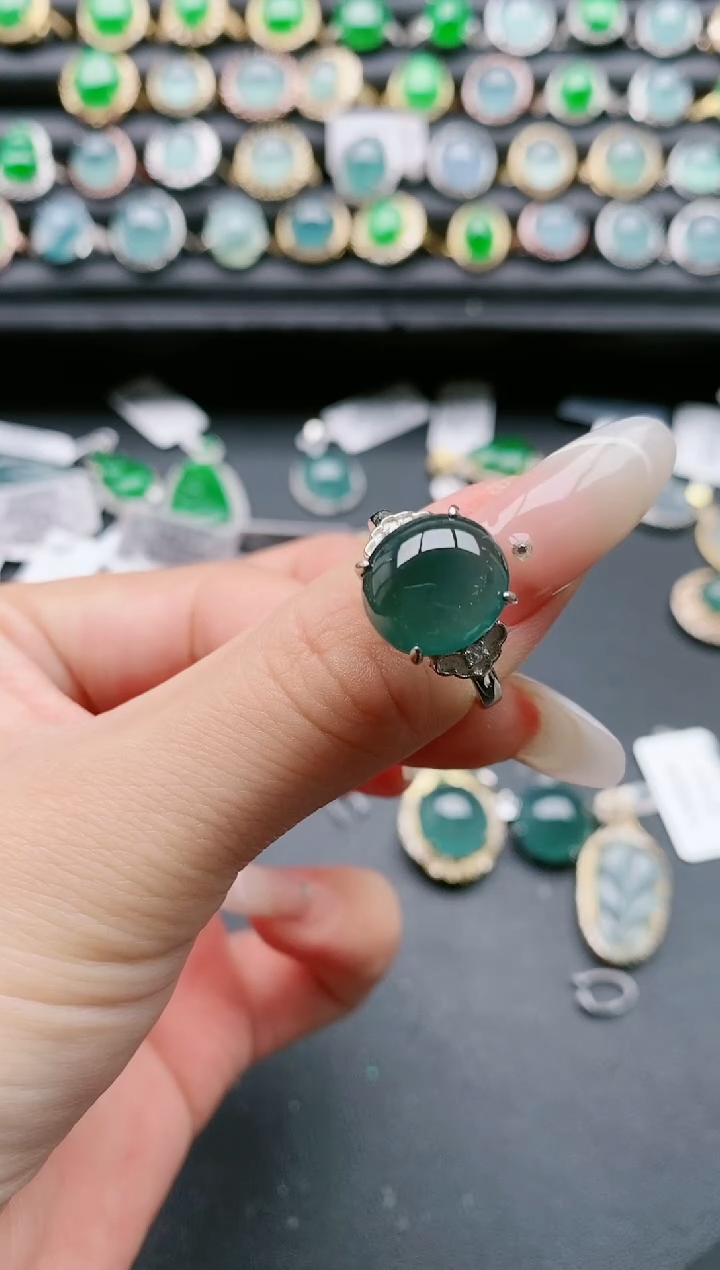 【闪购商品】翡翠戒指银S925镶嵌1111111