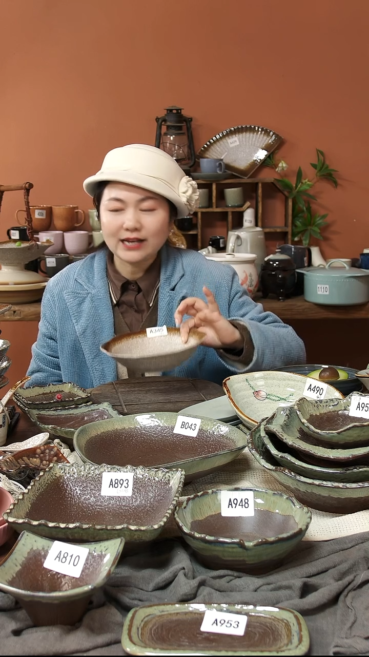 陶瓷A345 一个陶瓷粗陶花边碗8寸可能微20*5