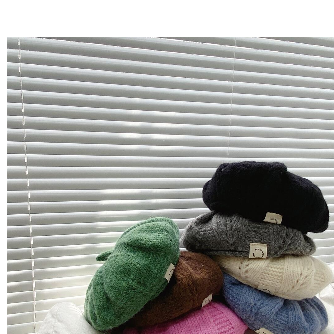 儿童针织贝雷帽个性字母标南瓜帽潮秋冬男女童宝宝保暖毛线画家帽