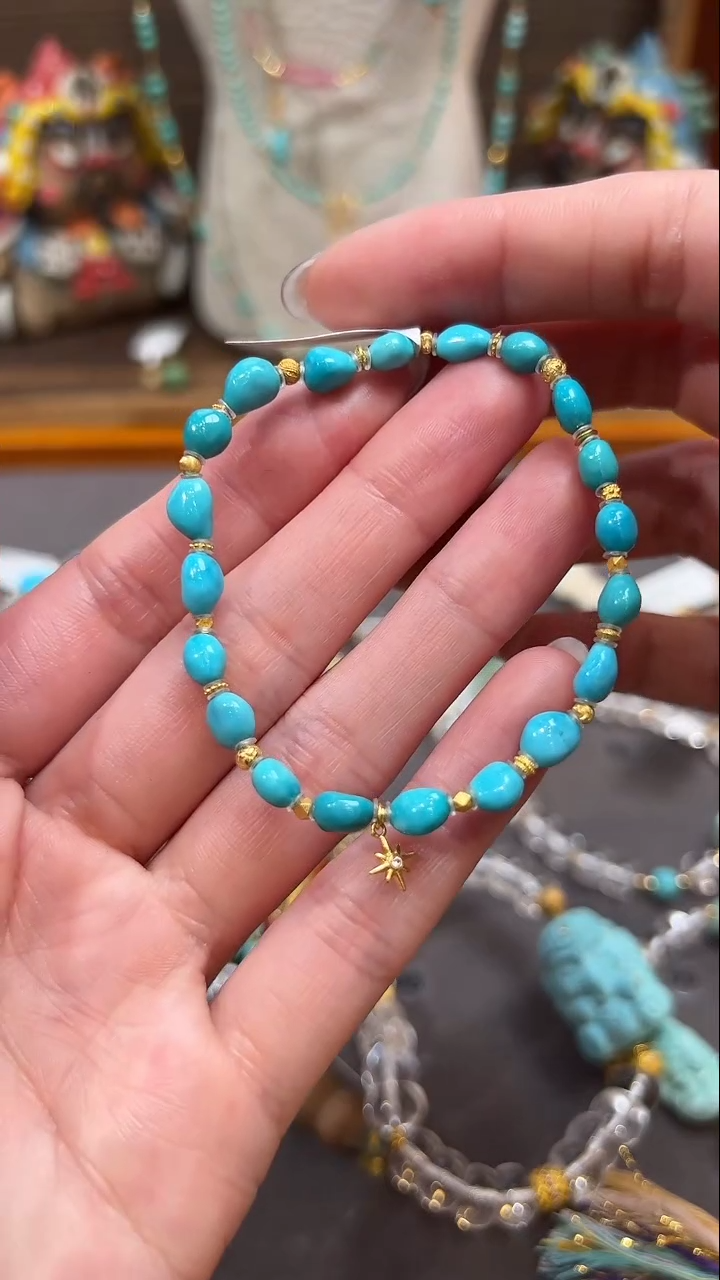 18K金镶嵌绿松石手链绿松石手链