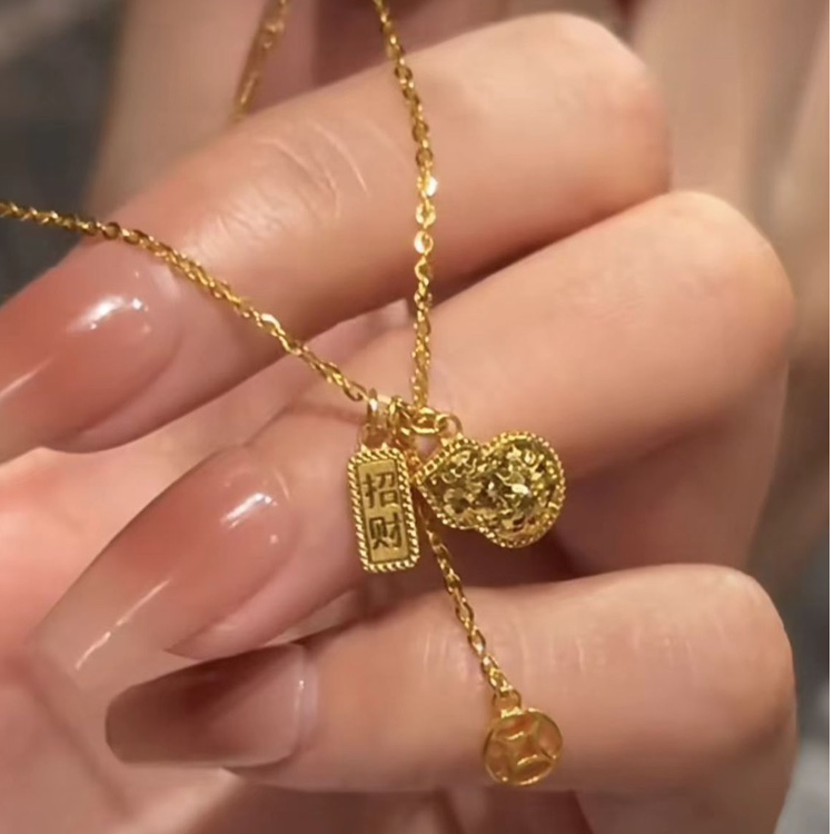 铜合金项链 《韵系列》精致葫芦项链金色饰品锁骨链轻奢时尚百搭