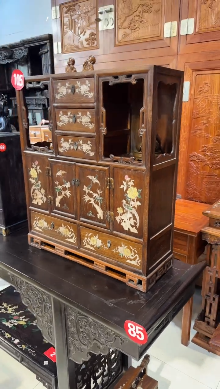 【闪购商品】木木艺缅花镶嵌花鸟百宝柜1880.8888
