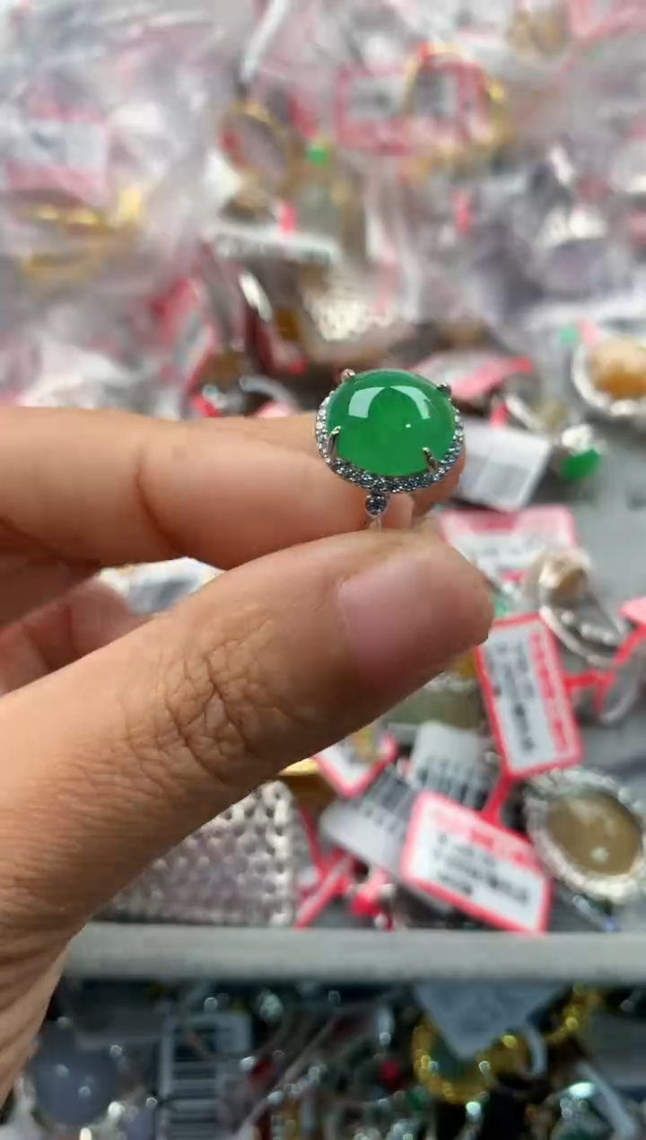 银S925镶嵌戒指翡翠111                10