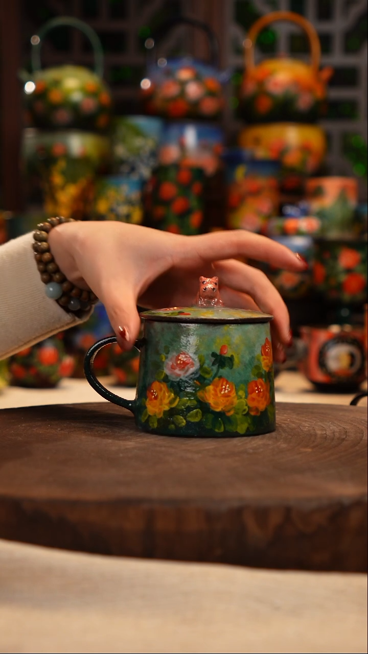 紫砂 油画釉下彩手绘