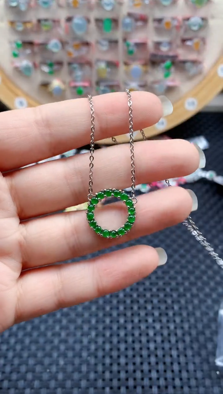 银S925镶嵌戒指翡翠天然A货缅甸翡翠