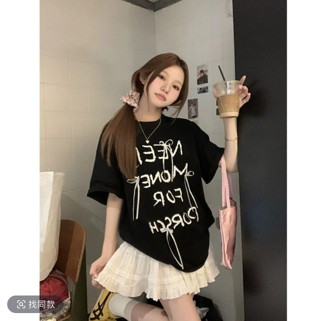 加大300斤可穿大码短袖T恤印花蝴蝶结女春夏宽松显瘦休闲上衣