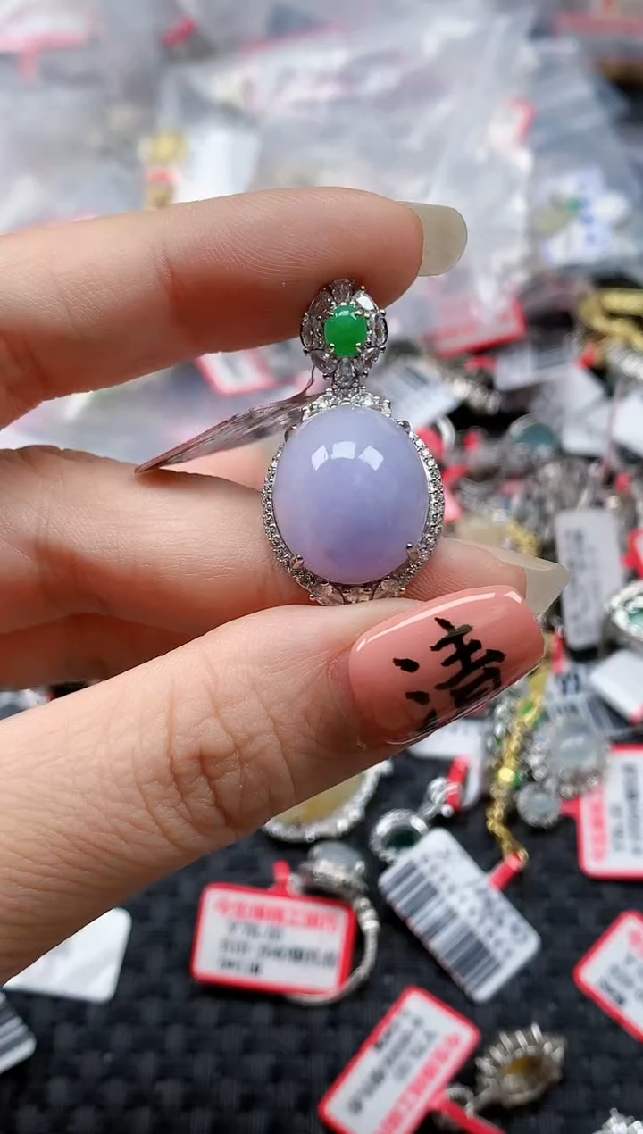 银S925镶嵌戒指翡翠天然A货缅甸翡翠