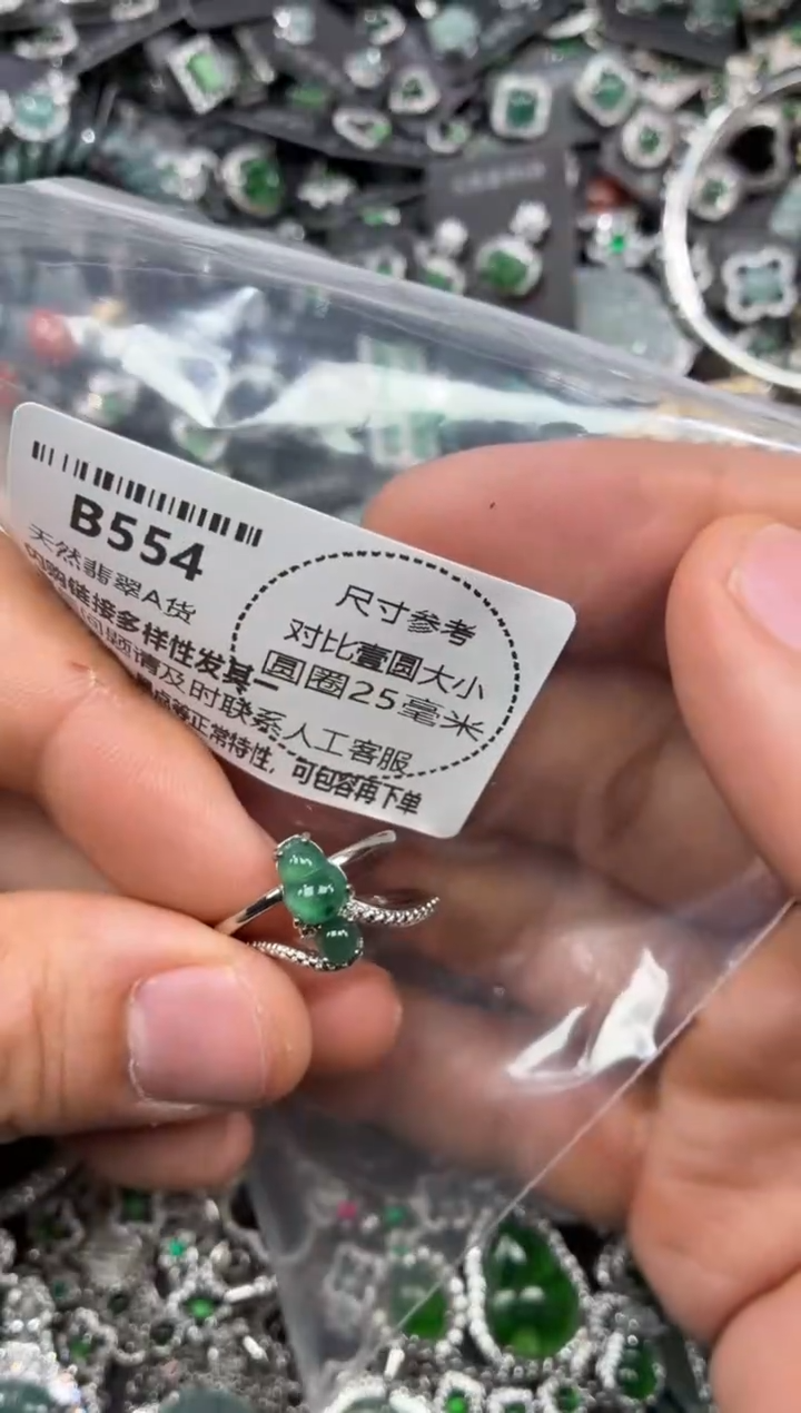 颈饰未镶嵌翡翠B554戒指 两个