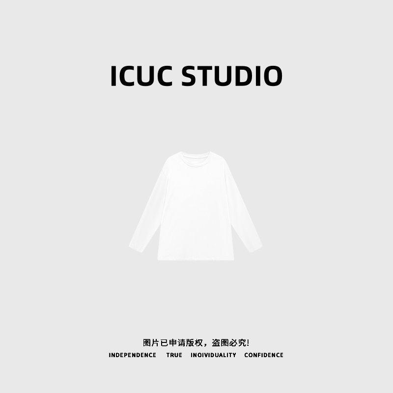 ICUC STUDIO-【氧气打底】100%棉琥珀流光风开叉长袖T恤66617