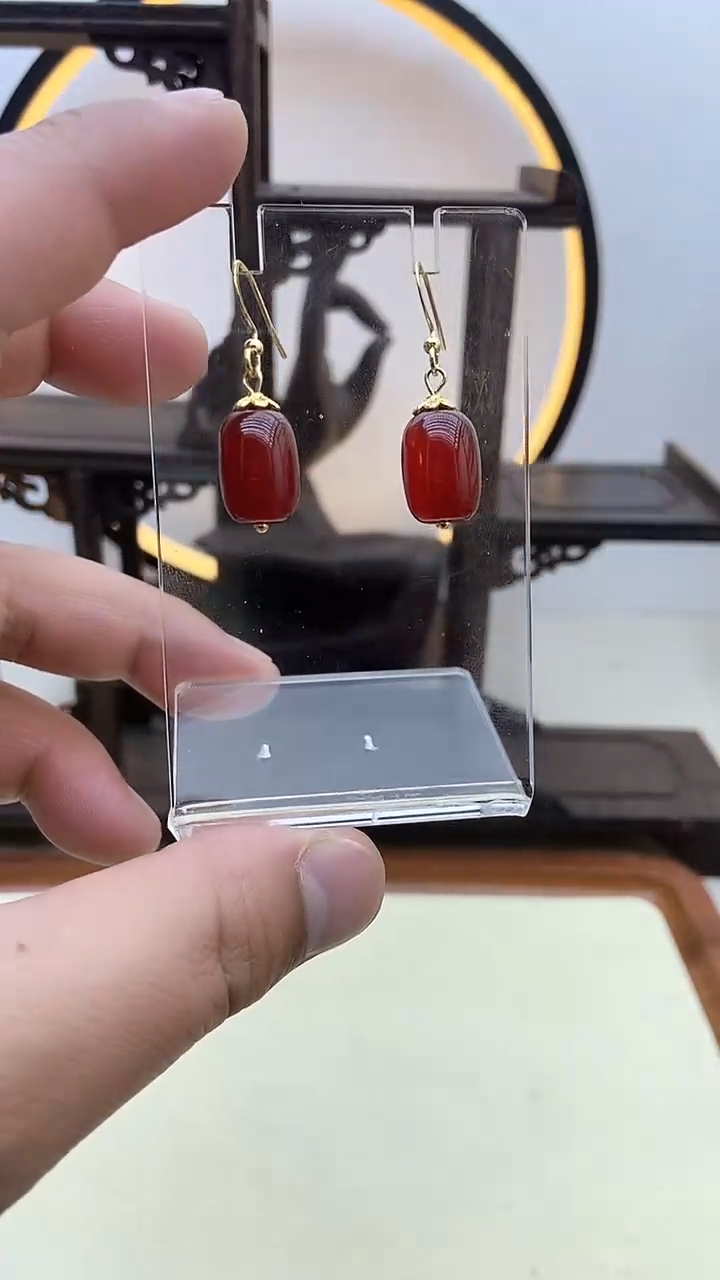 【闪购商品】南红玛瑙耳饰14K金镶嵌59号