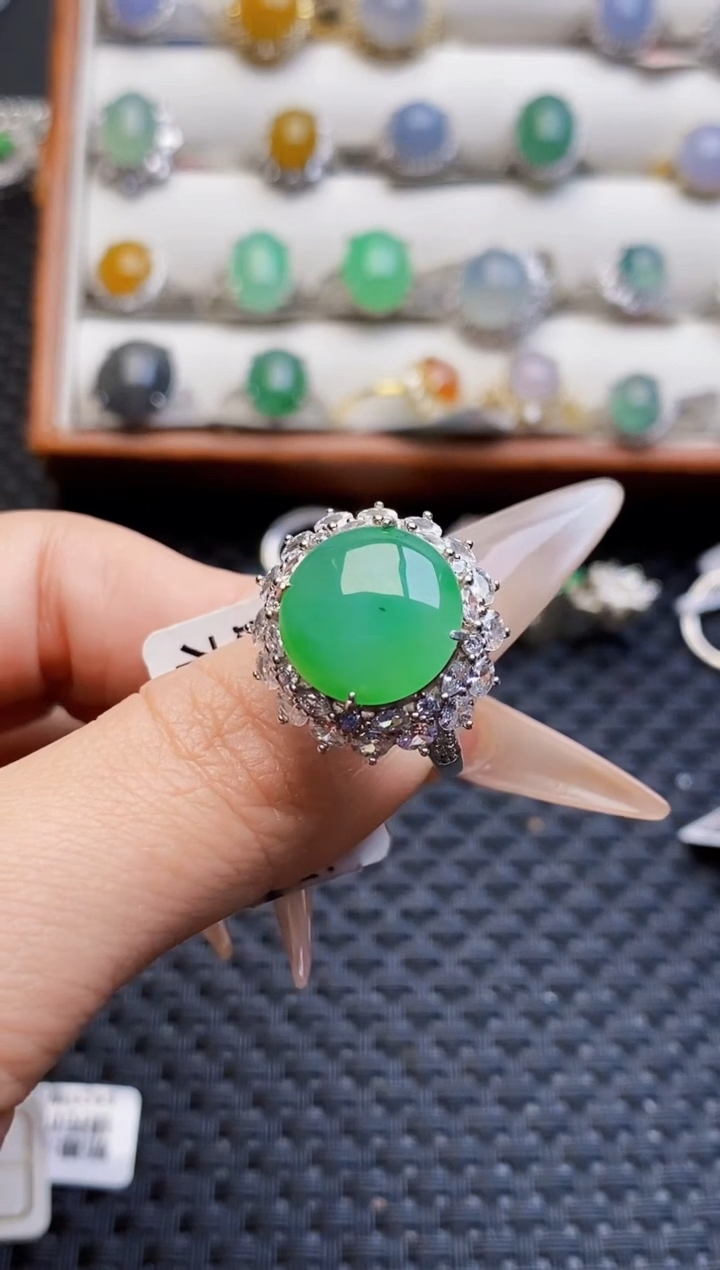 银S925镶嵌戒指翡翠2253