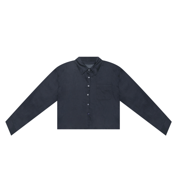 【麻訪家】MF1178藏蓝文艺设计感口袋休闲开衫长袖上衣