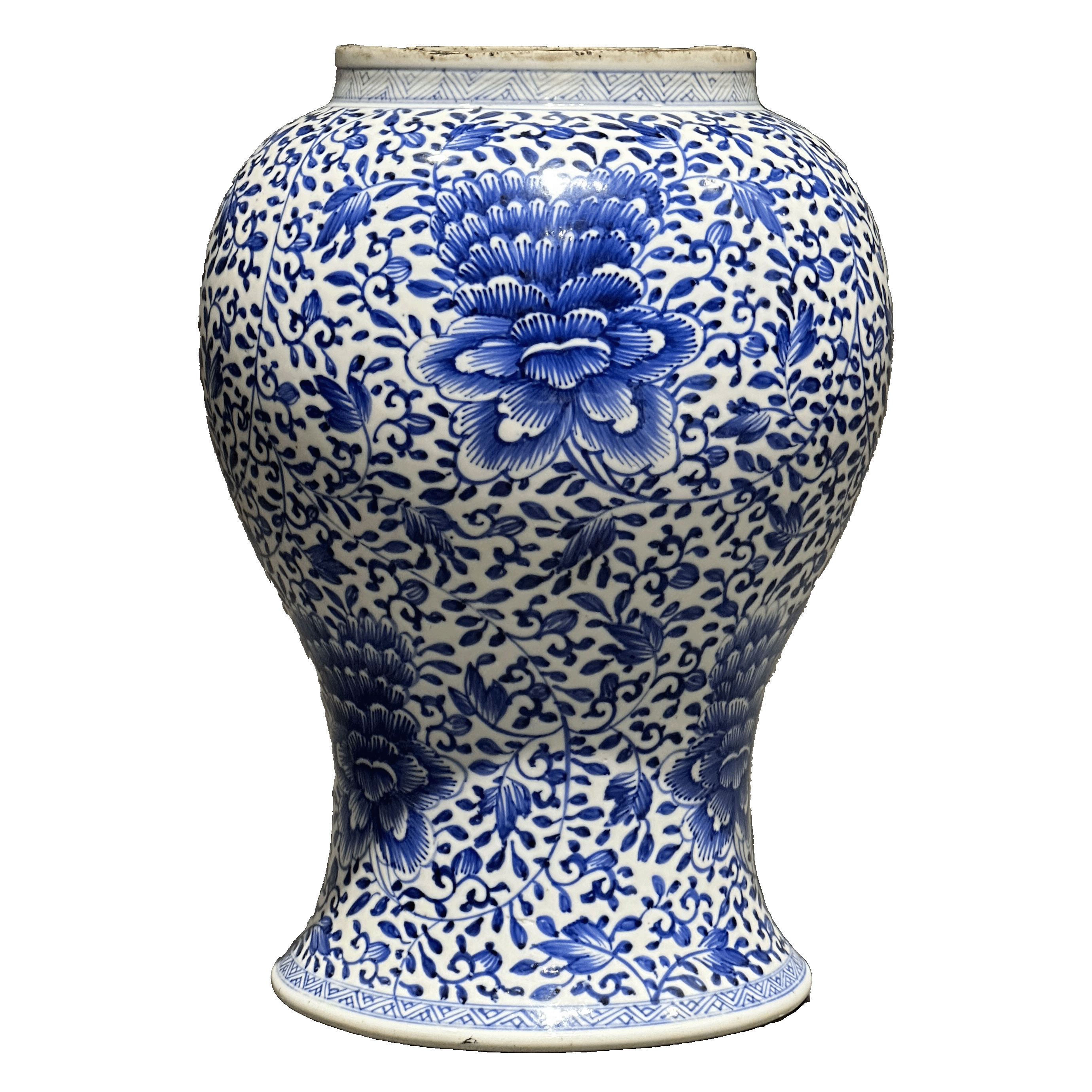 25010877y青花花卉纹凤尾樽