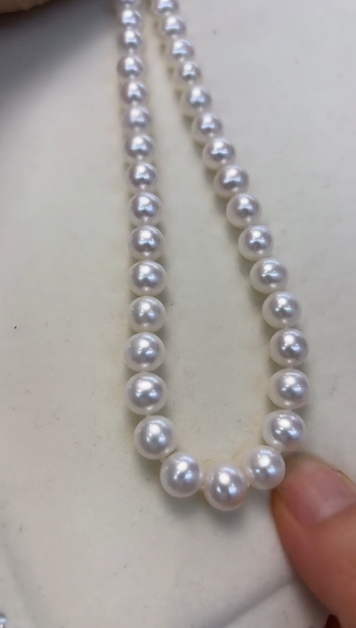 【闪购商品】淡水珍珠颈饰银S925镶嵌8.5-9.5mm无核白珠项链