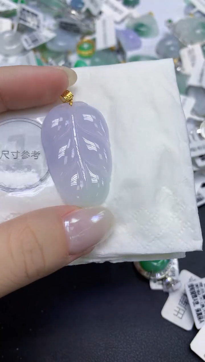 颈饰18K金镶嵌翡翠天然缅甸翡翠A货百元以上9元证书费自理