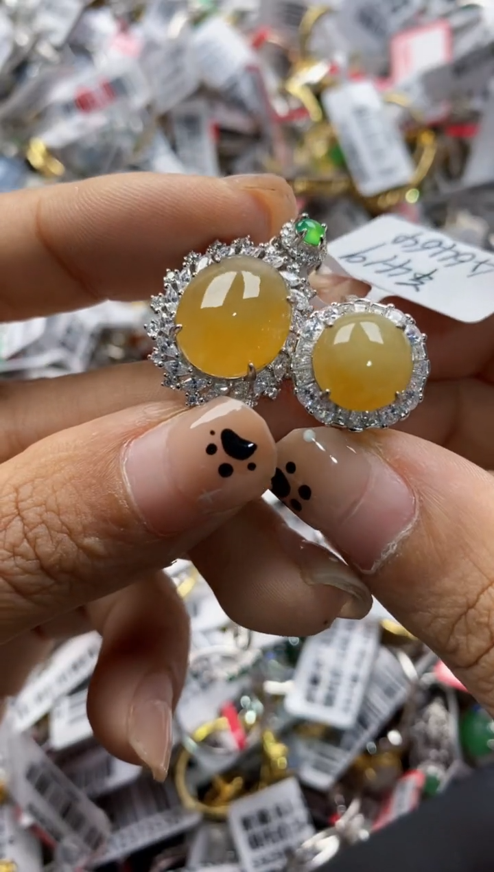 银S925镶嵌戒指翡翠10 10 10    2