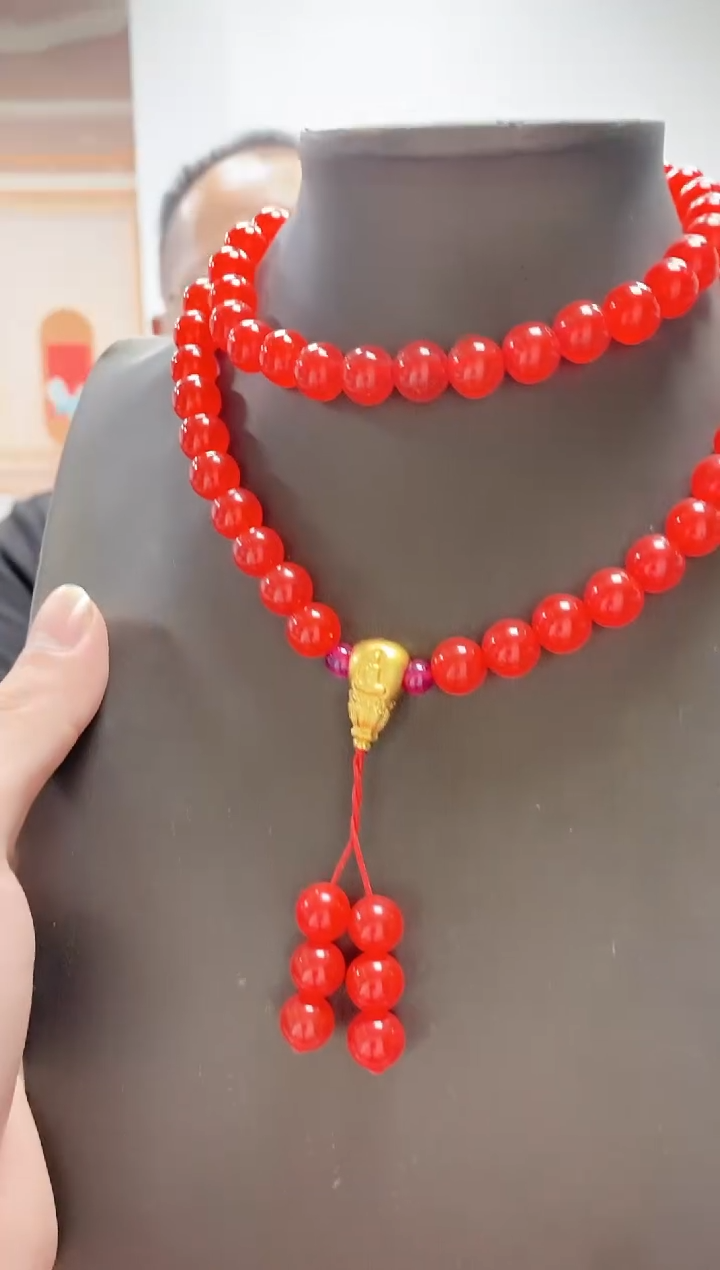 未镶嵌项链玛瑙/玉髓血玉玛瑙玉石项链10mm设计款