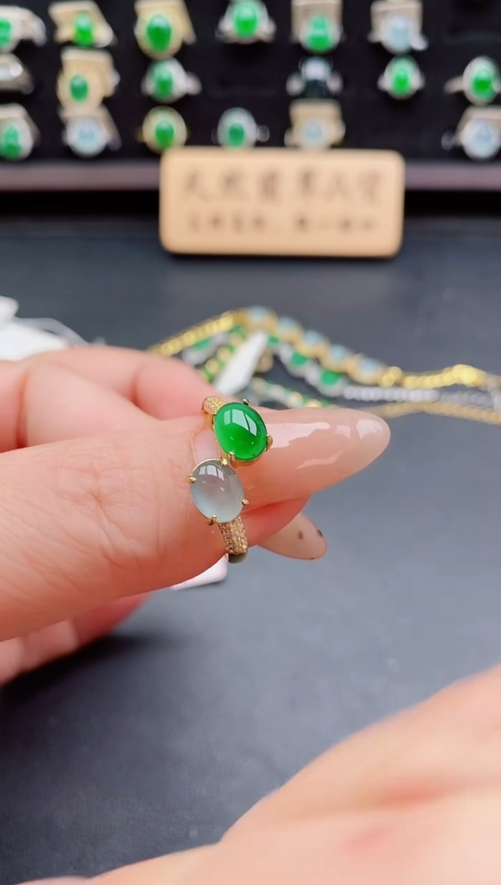 银S925镶嵌戒指翡翠1