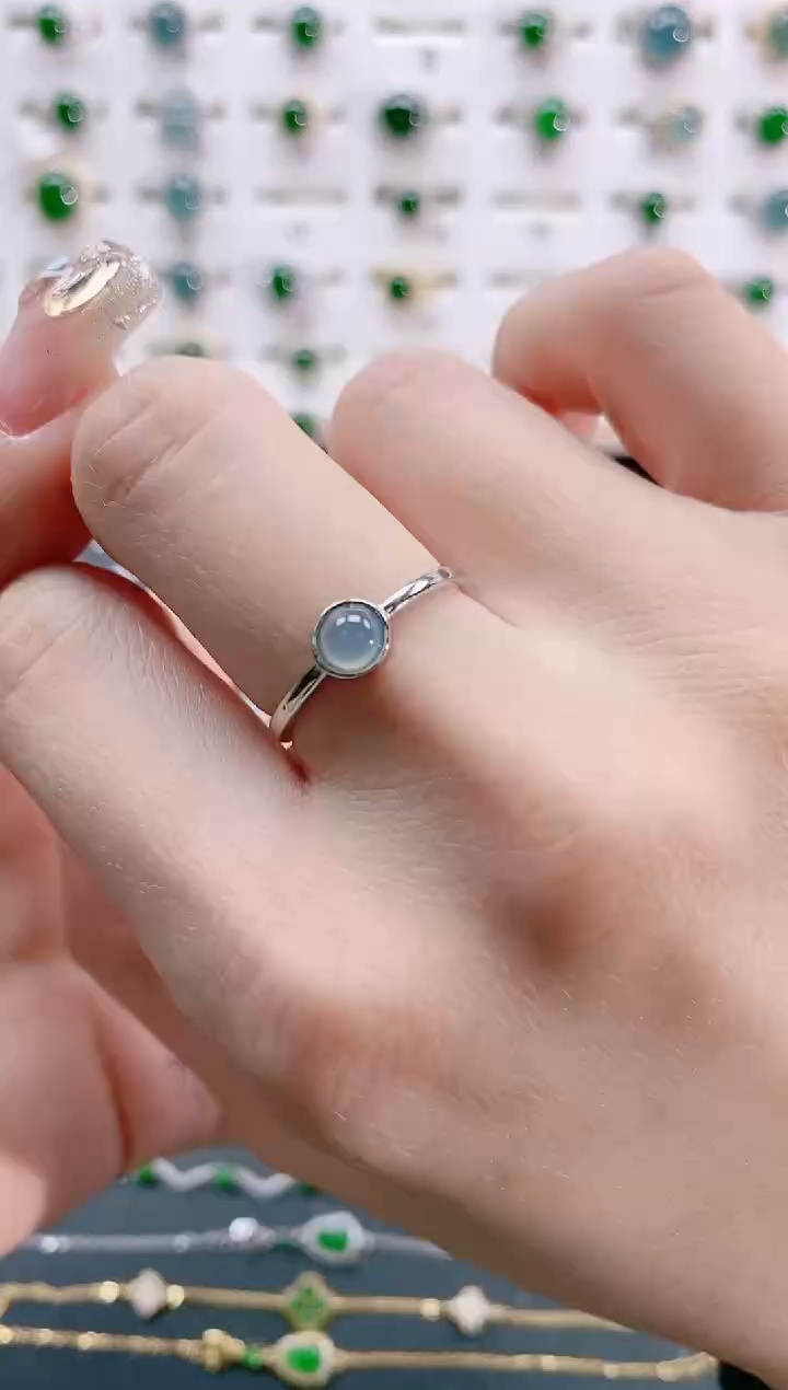 【闪购商品】翡翠戒指银S925镶嵌天然翡翠