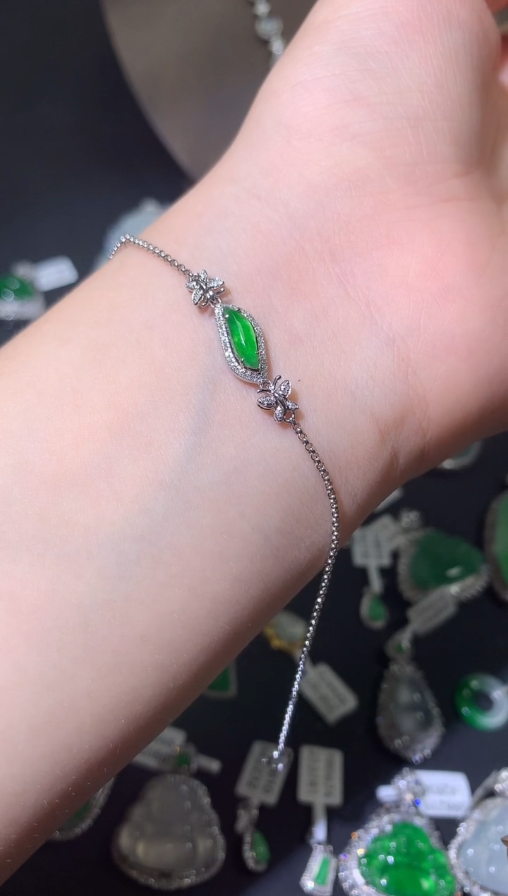 翡翠18K金镶嵌吊坠(不含链)手链